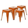 Flash Furniture 4 Pack 18 Inch Orange Metal Stool ET-BT3503-18-ORG-GG